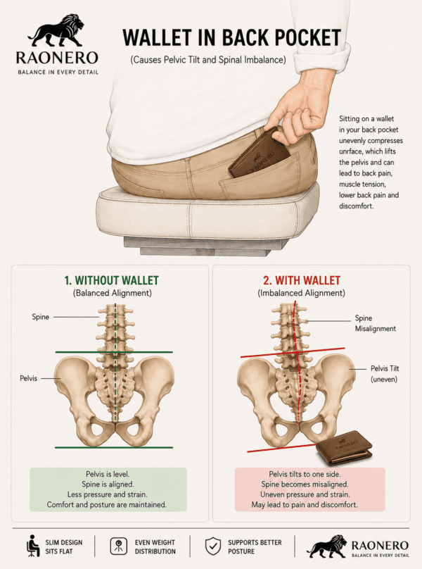 wallet back pain pelvic tilt spine posture diagram India